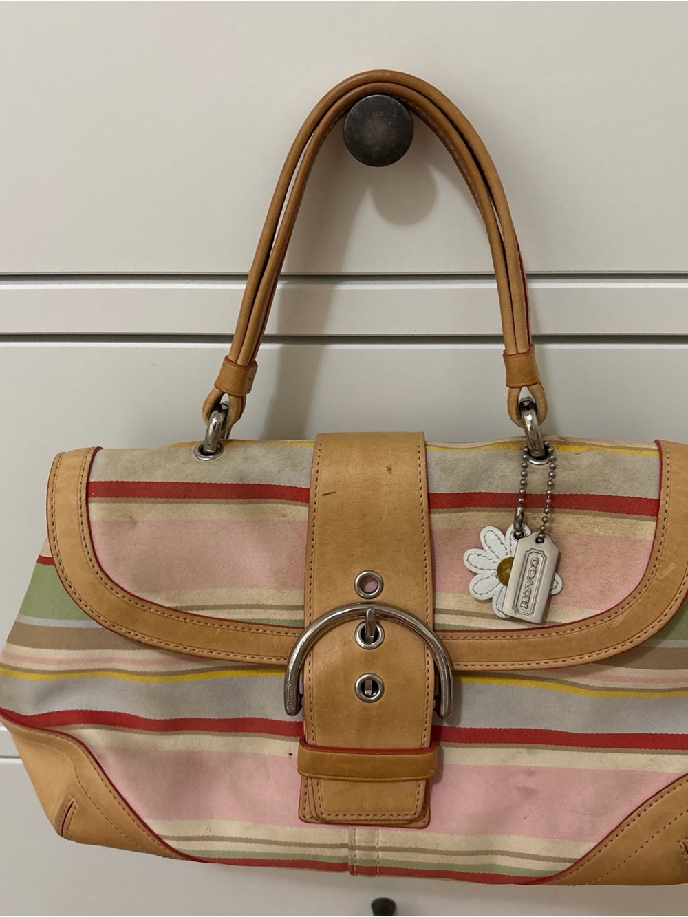 Coach Pink Stripe Daisy soho Hampton Bag